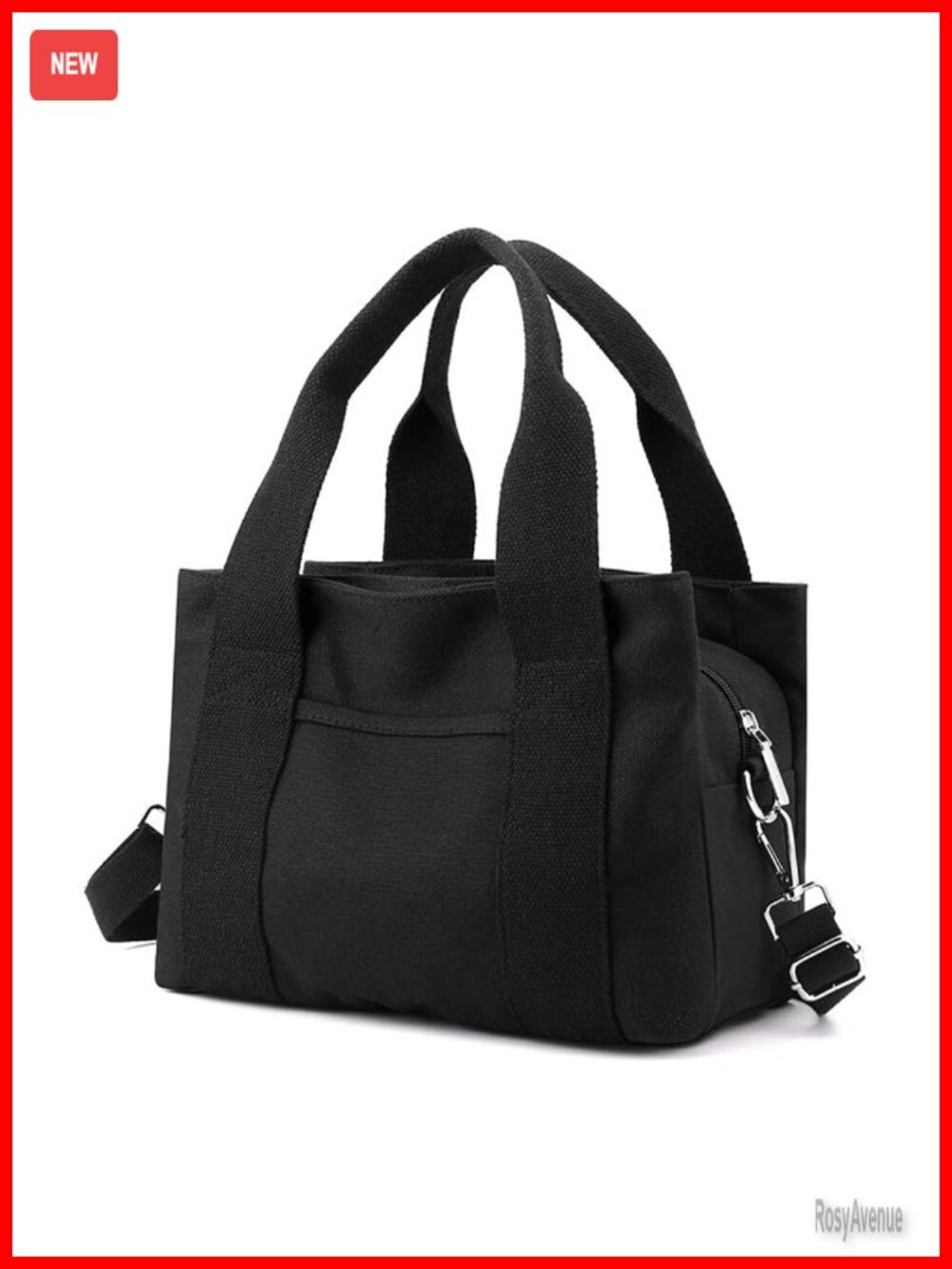 Canvas Tote Bag with Detachable Strap Multi-Pocket Hobo Satchel